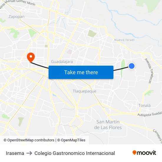 Irasema to Colegio Gastronomico Internacional map