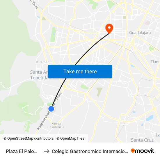 El Palomar to Colegio Gastronomico Internacional map