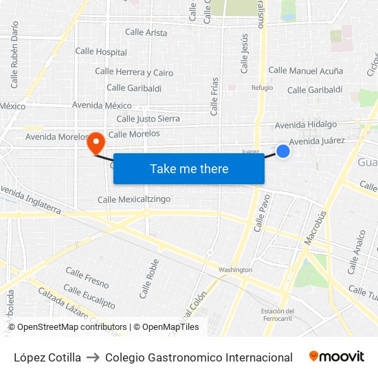 López Cotilla to Colegio Gastronomico Internacional map