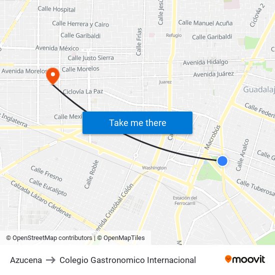 Azucena to Colegio Gastronomico Internacional map