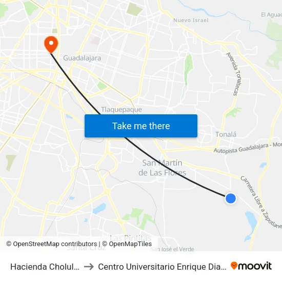 Hacienda Cholul Norte to Centro Universitario Enrique Diaz De Leon map