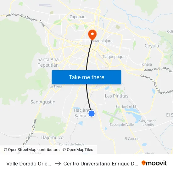 Valle Dorado Oriente, 130 to Centro Universitario Enrique Diaz De Leon map