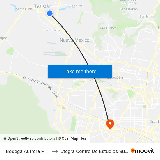 Bodega Aurrera Parques to Utegra Centro De Estudios Superiores map