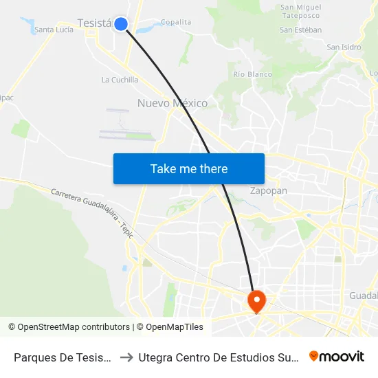 Parques De Tesistán III to Utegra Centro De Estudios Superiores map