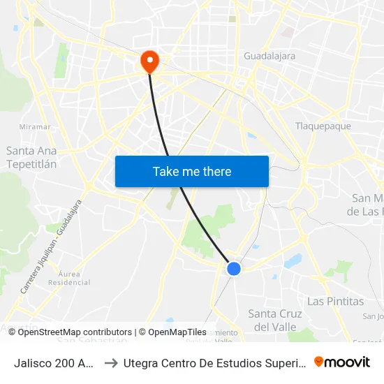 Jalisco 200 Años to Utegra Centro De Estudios Superiores map