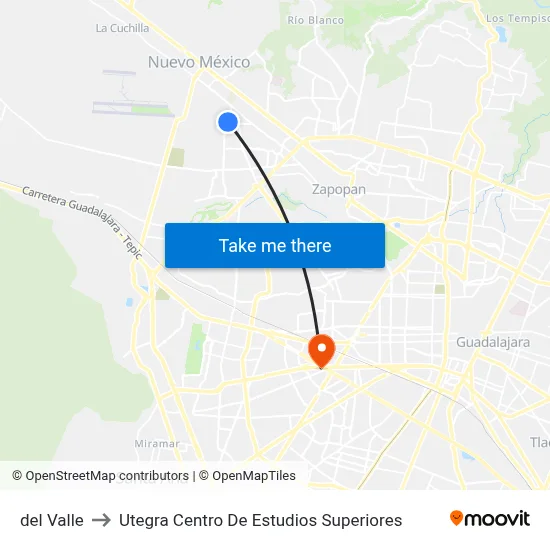 del Valle to Utegra Centro De Estudios Superiores map