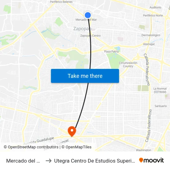 Mercado del Mar to Utegra Centro De Estudios Superiores map