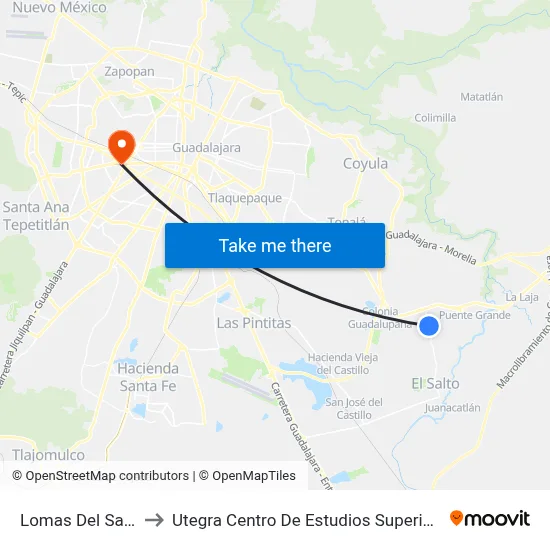 Lomas Del Salto to Utegra Centro De Estudios Superiores map
