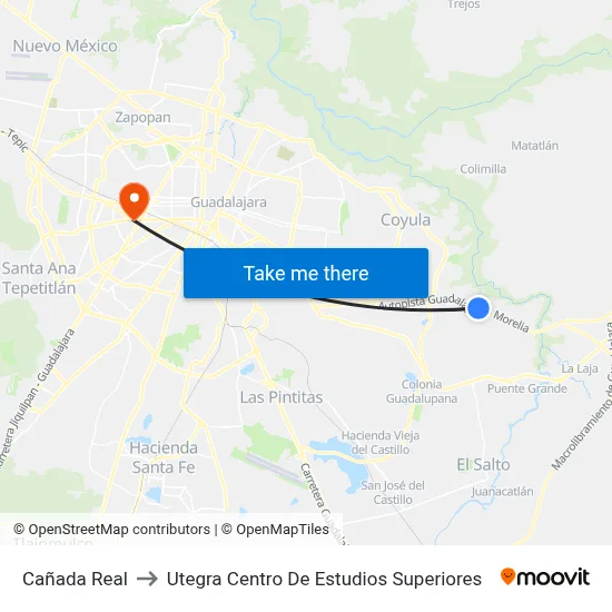 Cañada Real to Utegra Centro De Estudios Superiores map