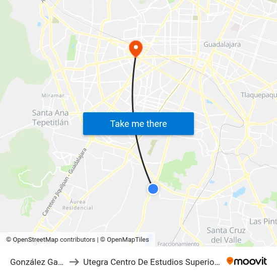 González Gallo to Utegra Centro De Estudios Superiores map