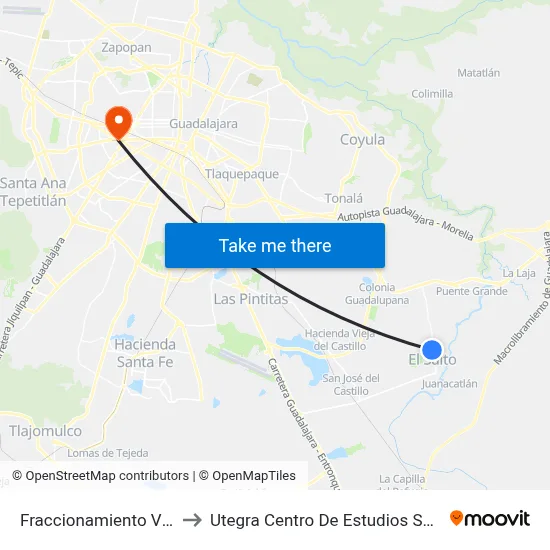Fraccionamiento Vizcaya to Utegra Centro De Estudios Superiores map
