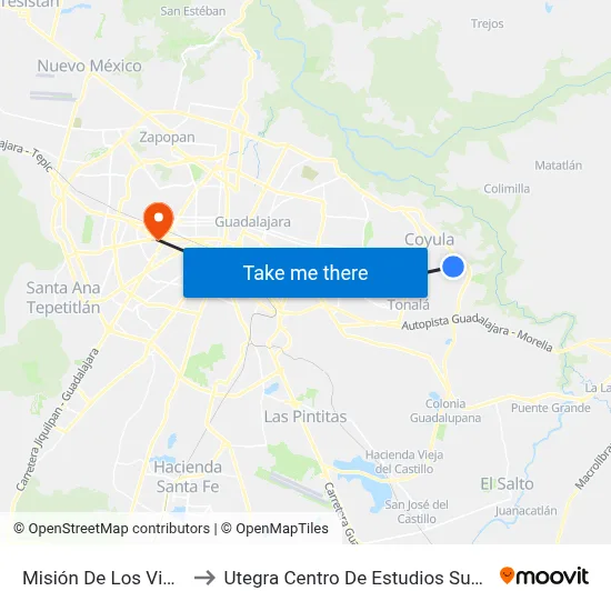 Misión De Los Viñedos to Utegra Centro De Estudios Superiores map