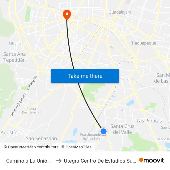 Camino a La Unión del 4 to Utegra Centro De Estudios Superiores map