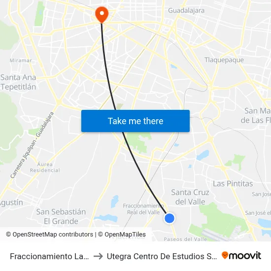 Fraccionamiento Las Villas to Utegra Centro De Estudios Superiores map