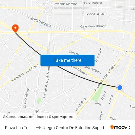 Plaza Las Torres to Utegra Centro De Estudios Superiores map