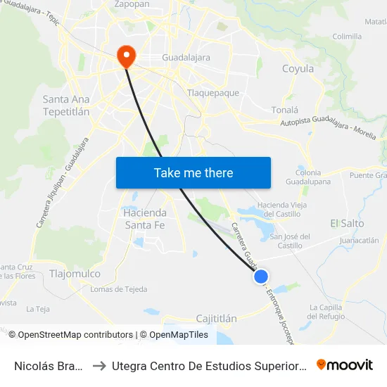 Nicolás Bravo to Utegra Centro De Estudios Superiores map