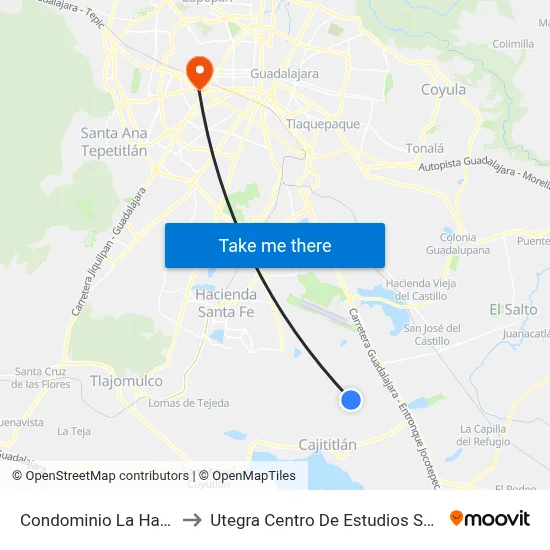 Condominio La Hacienda to Utegra Centro De Estudios Superiores map