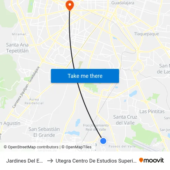 Jardines Del Edén to Utegra Centro De Estudios Superiores map
