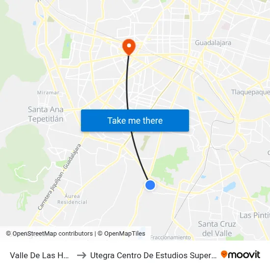 Valle De Las Heras to Utegra Centro De Estudios Superiores map