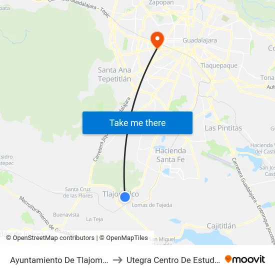 Ayuntamiento De Tlajomulco De Zúñiga to Utegra Centro De Estudios Superiores map