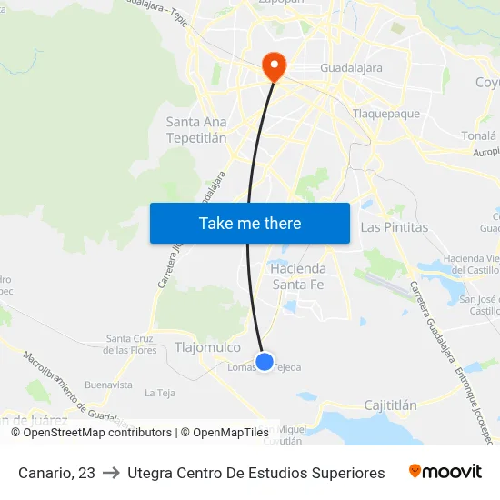 Canario, 23 to Utegra Centro De Estudios Superiores map