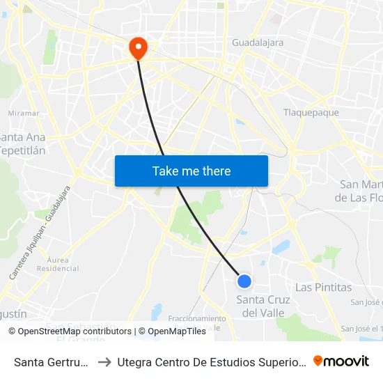 Santa Gertrudis to Utegra Centro De Estudios Superiores map