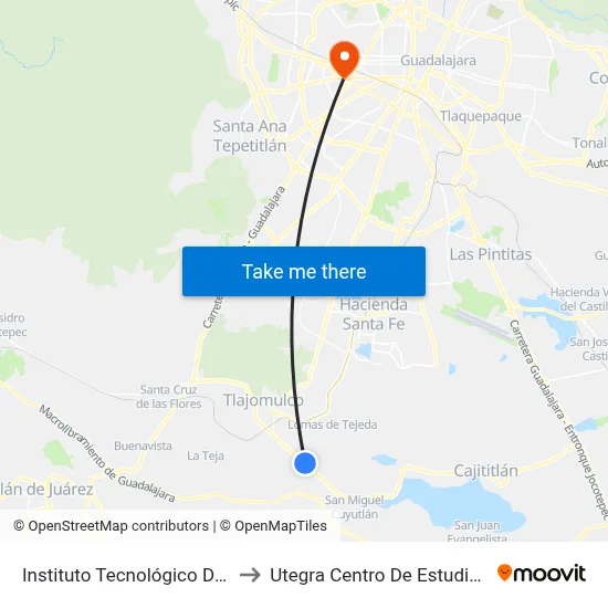 Instituto Tecnológico De Tlajomulco to Utegra Centro De Estudios Superiores map