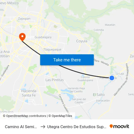 Camino Al Seminario to Utegra Centro De Estudios Superiores map