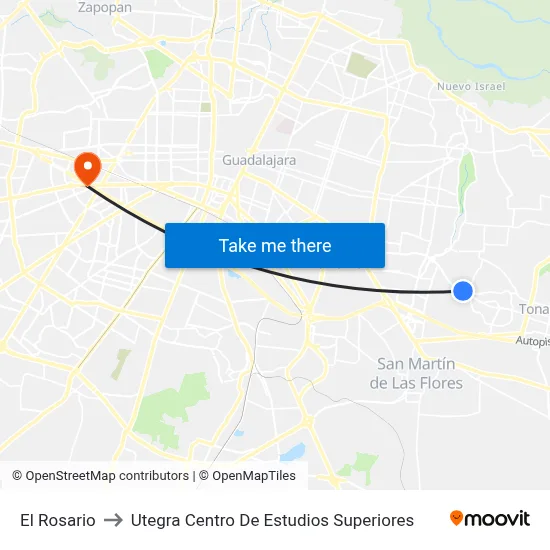 El Rosario to Utegra Centro De Estudios Superiores map