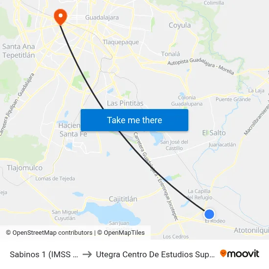 Sabinos 1 (IMSS 181) to Utegra Centro De Estudios Superiores map