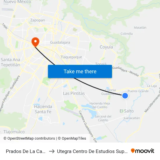 Prados De La Cañada to Utegra Centro De Estudios Superiores map