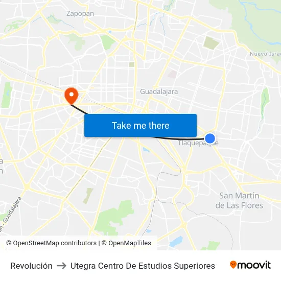 Revolución to Utegra Centro De Estudios Superiores map