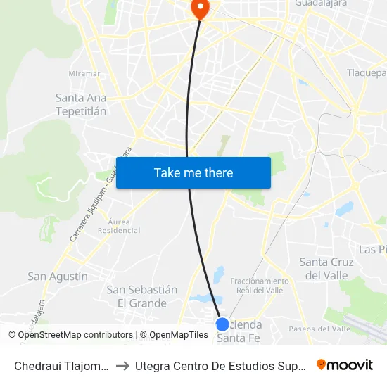 Chedraui Tlajomulco to Utegra Centro De Estudios Superiores map