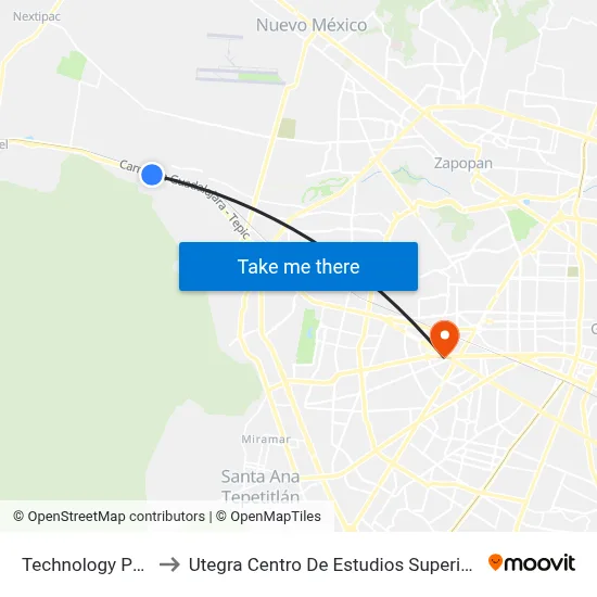 Technology Park to Utegra Centro De Estudios Superiores map