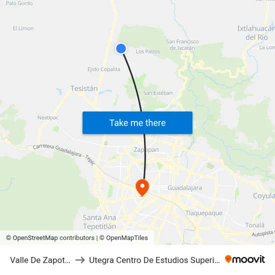 Valle De Zapotlán to Utegra Centro De Estudios Superiores map