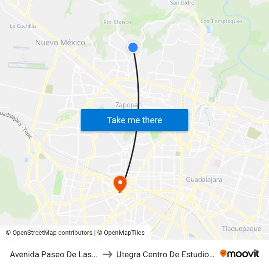 Avenida Paseo De Las Aves, 2100 to Utegra Centro De Estudios Superiores map