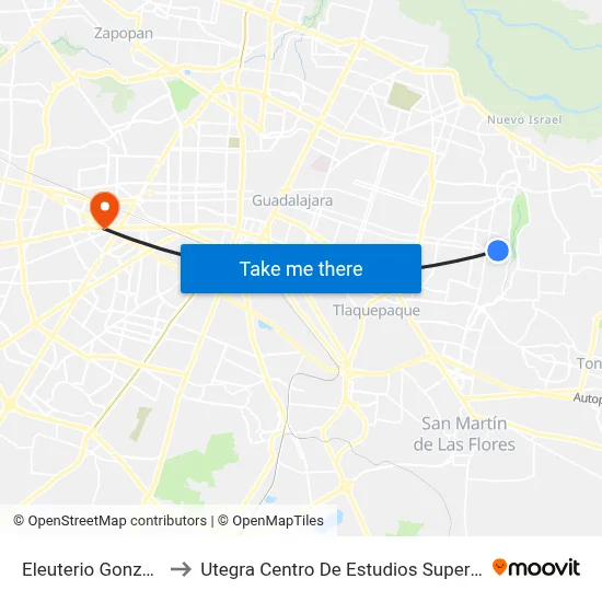 Eleuterio González to Utegra Centro De Estudios Superiores map