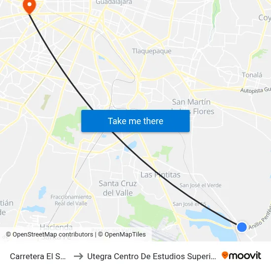 Carretera El Salto to Utegra Centro De Estudios Superiores map