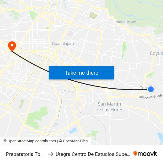 Preparatoria Tonalá to Utegra Centro De Estudios Superiores map