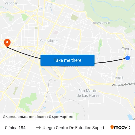 Clínica 184 Imss to Utegra Centro De Estudios Superiores map