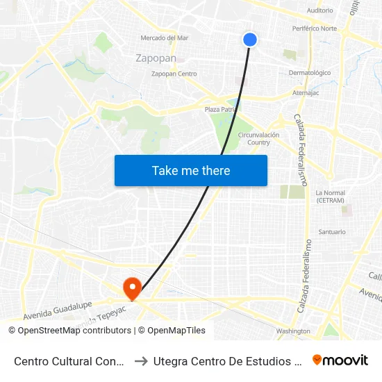 Centro Cultural Constitución to Utegra Centro De Estudios Superiores map