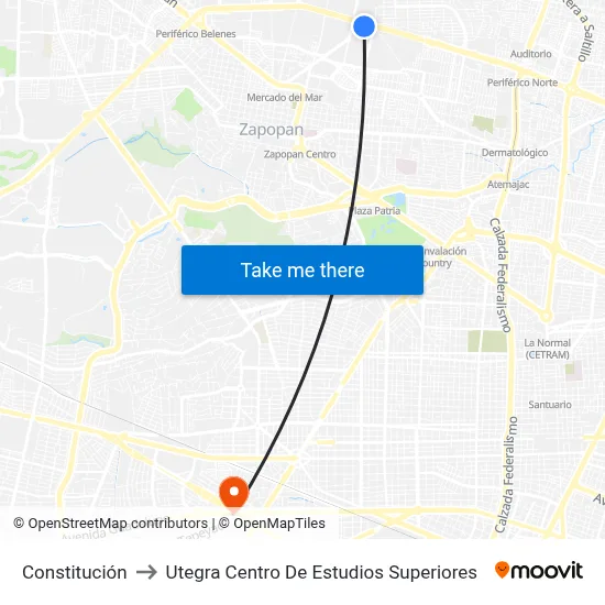 Constitución to Utegra Centro De Estudios Superiores map