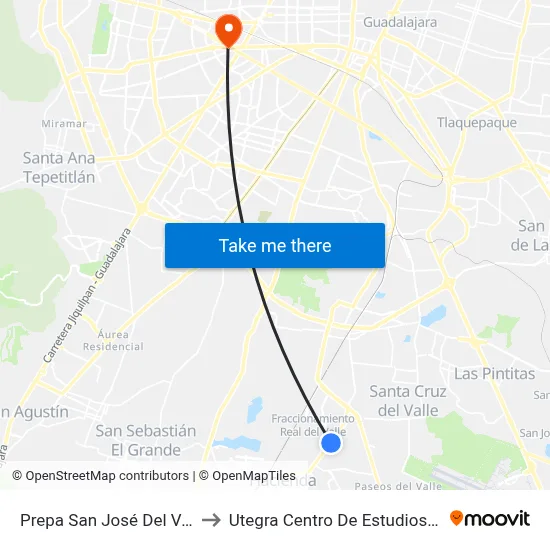 Prepa San José Del Valle Udeg to Utegra Centro De Estudios Superiores map