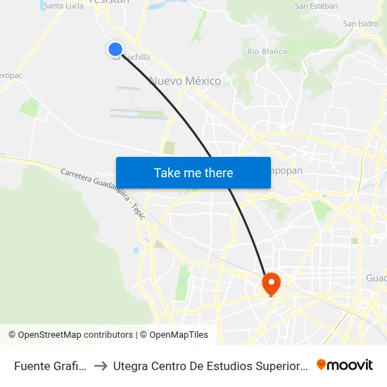 Fuente Grafito to Utegra Centro De Estudios Superiores map
