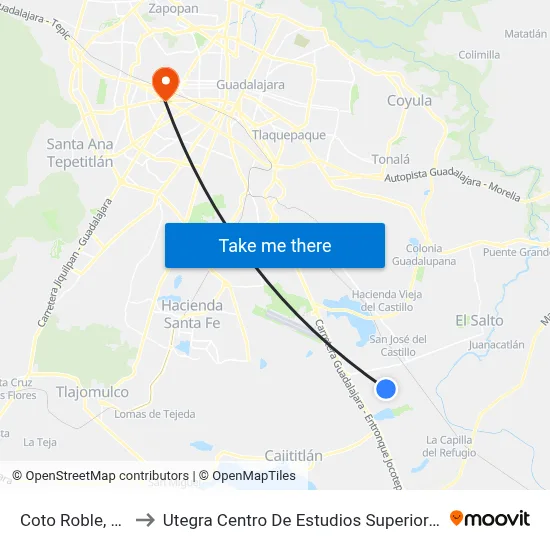 Coto Roble, 67 to Utegra Centro De Estudios Superiores map