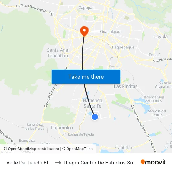 Valle De Tejeda Etapa 2 to Utegra Centro De Estudios Superiores map