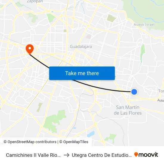 Camichines II Valle Rio De La Plata to Utegra Centro De Estudios Superiores map