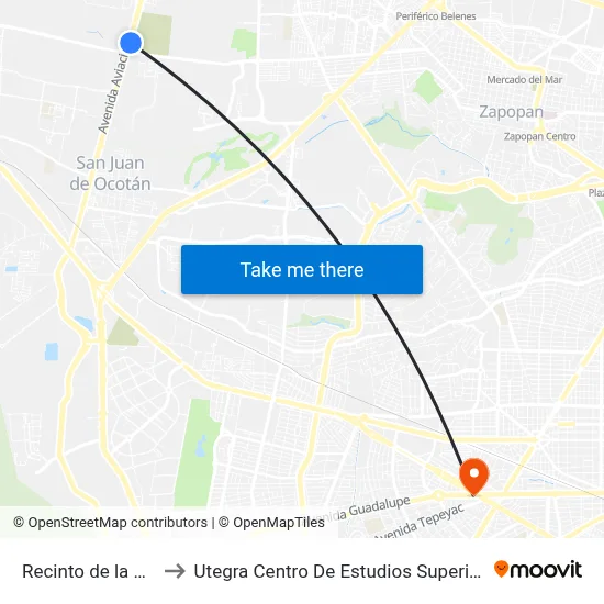 Recinto de la Paz to Utegra Centro De Estudios Superiores map