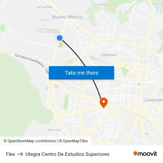 Flex to Utegra Centro De Estudios Superiores map