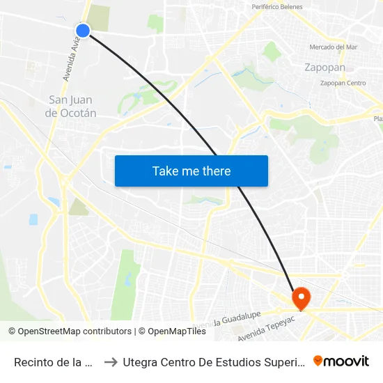 Recinto de la Paz to Utegra Centro De Estudios Superiores map